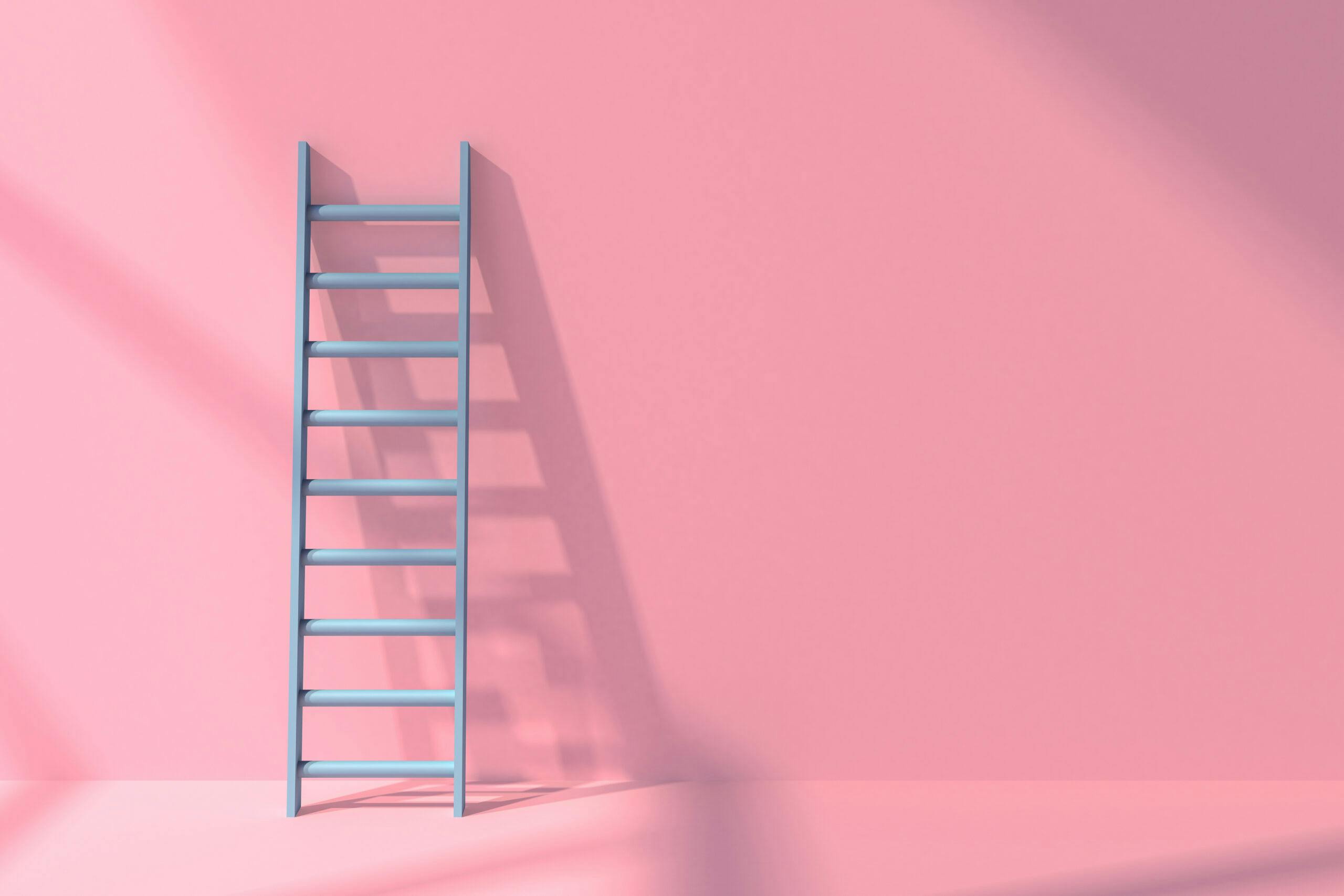 Ladder of success on pastel pink color background, minimal concept